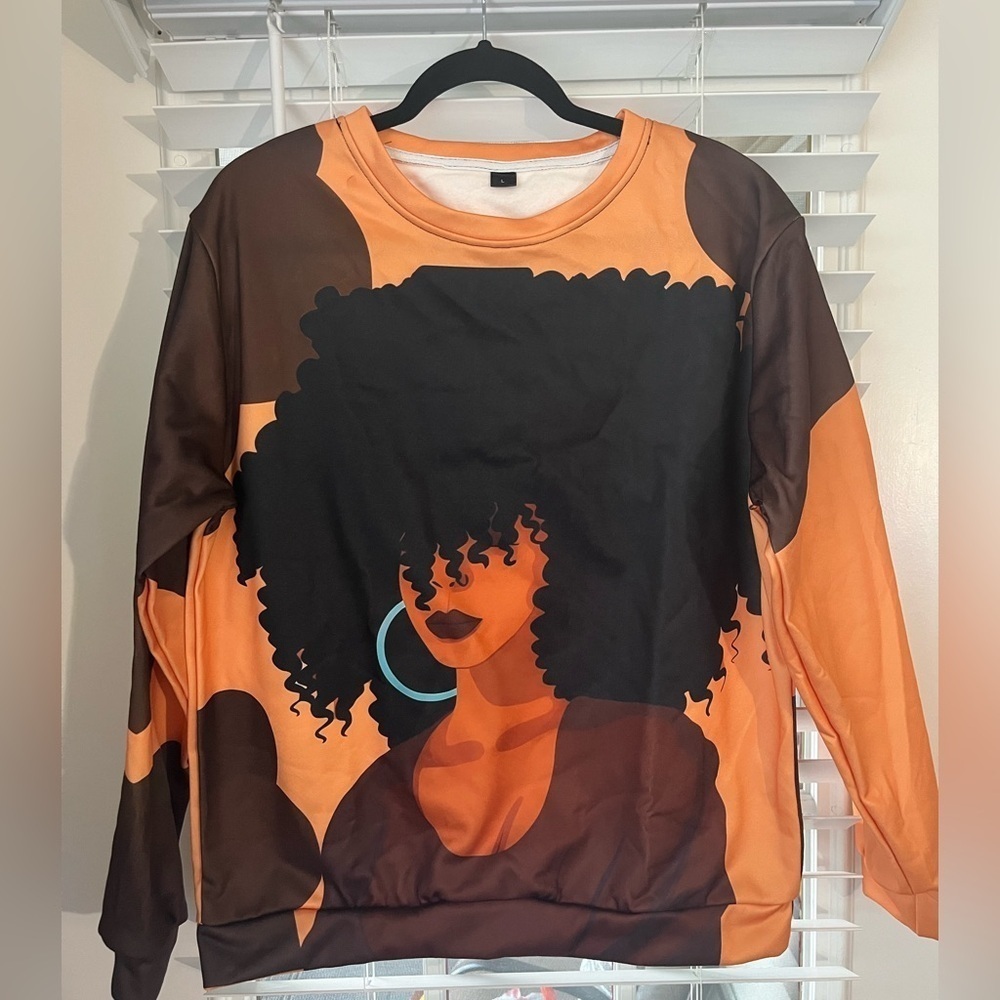 Orange and Black Graphic Sweatshirt - Picture 2 of 4